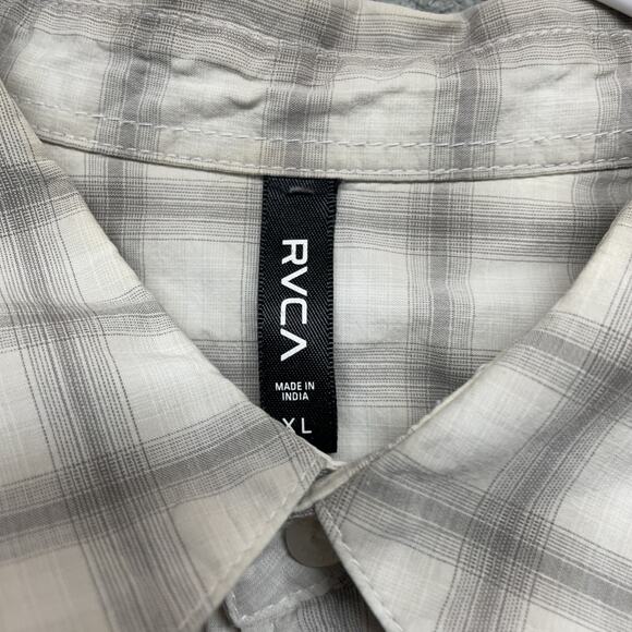 RVCA Men's Short Sleeve Polo Shirt Plaid Button Down Regular Fit XL - Picture 6 of 10